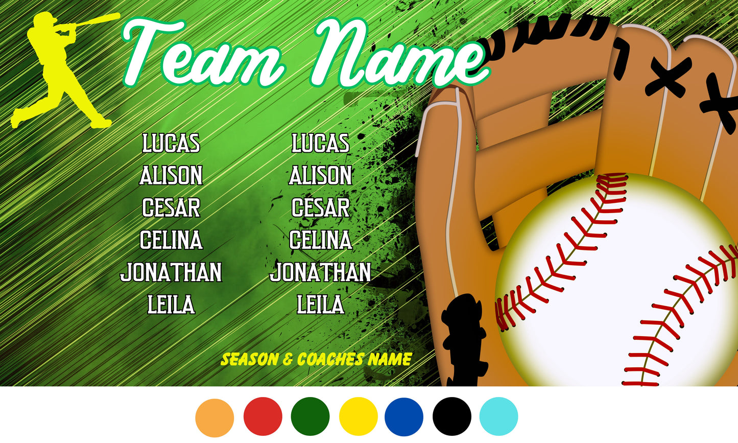 Green Background Customizable Baseball Banner