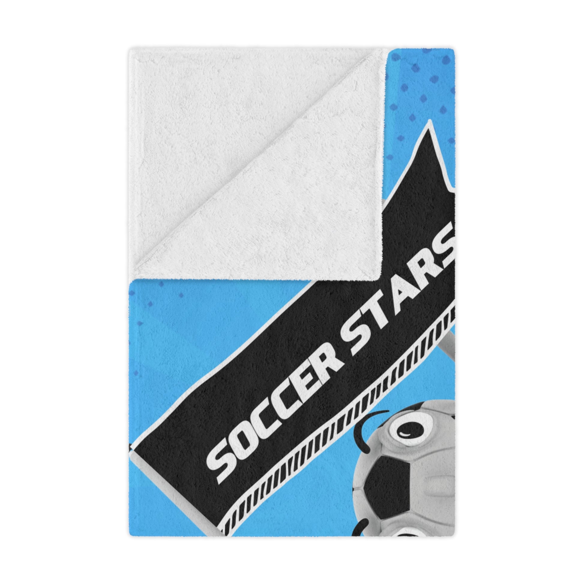 Folded blue soccer team banner blanket